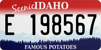 ID license plate E198567