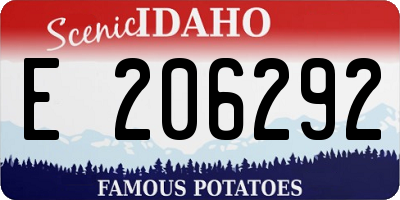 ID license plate E206292