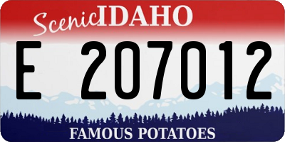 ID license plate E207012