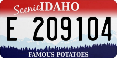 ID license plate E209104