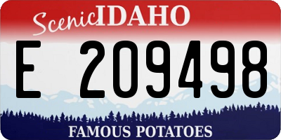ID license plate E209498