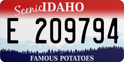 ID license plate E209794