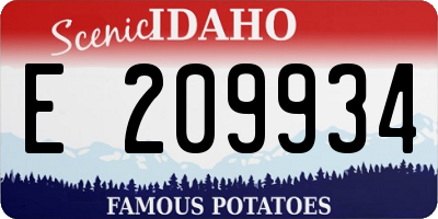 ID license plate E209934