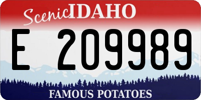 ID license plate E209989