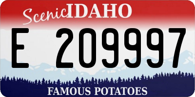 ID license plate E209997