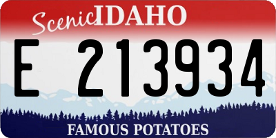 ID license plate E213934