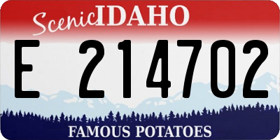 ID license plate E214702