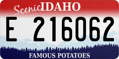 ID license plate E216062