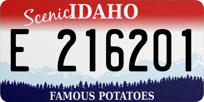 ID license plate E216201