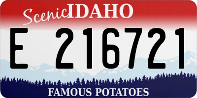 ID license plate E216721