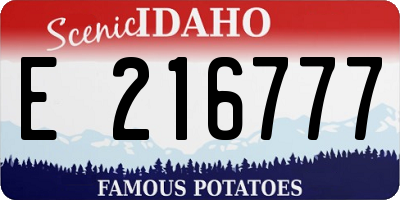 ID license plate E216777