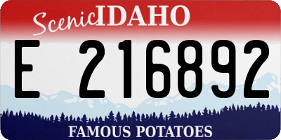 ID license plate E216892