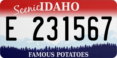 ID license plate E231567