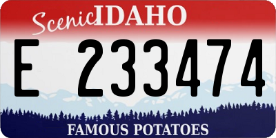 ID license plate E233474