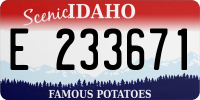 ID license plate E233671