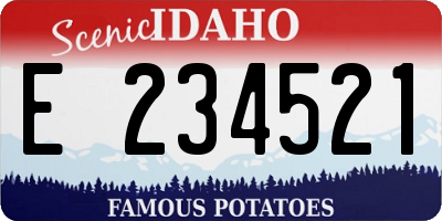 ID license plate E234521