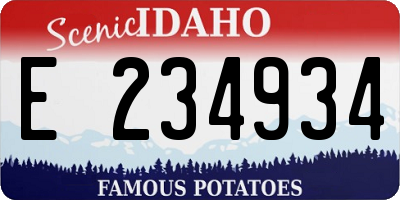 ID license plate E234934