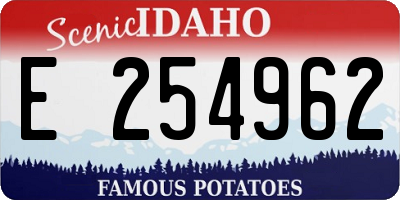 ID license plate E254962