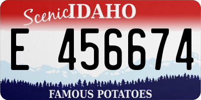 ID license plate E456674