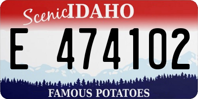 ID license plate E474102