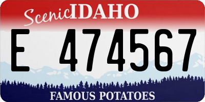 ID license plate E474567