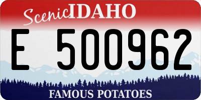 ID license plate E500962