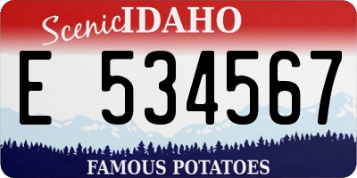 ID license plate E534567