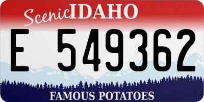 ID license plate E549362