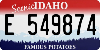 ID license plate E549874