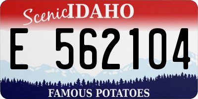 ID license plate E562104