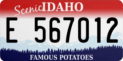 ID license plate E567012