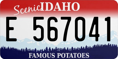 ID license plate E567041