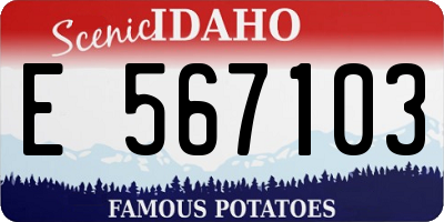 ID license plate E567103