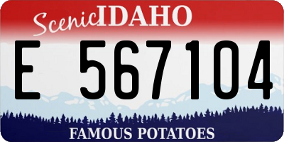 ID license plate E567104