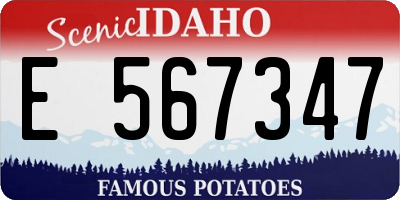 ID license plate E567347