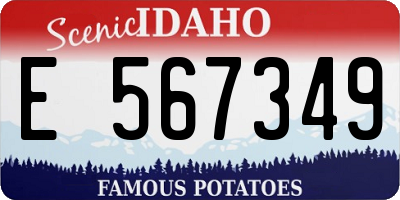 ID license plate E567349