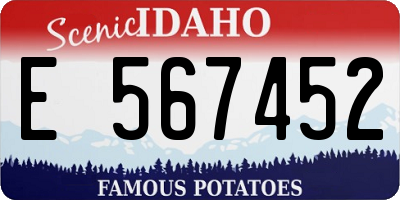 ID license plate E567452