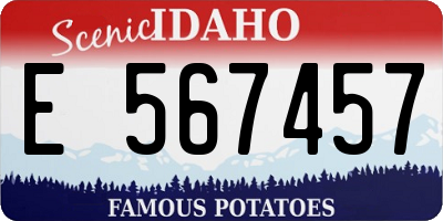 ID license plate E567457