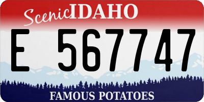 ID license plate E567747