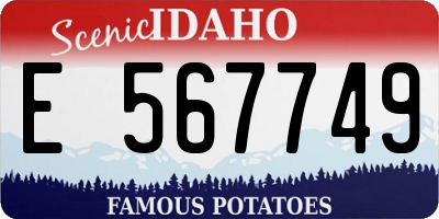 ID license plate E567749
