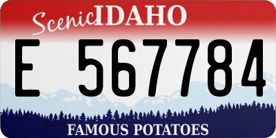 ID license plate E567784