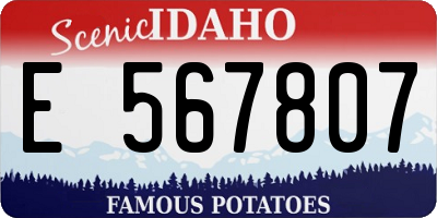 ID license plate E567807