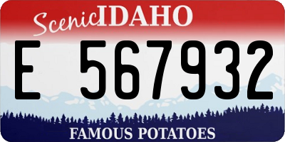 ID license plate E567932