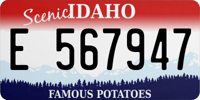 ID license plate E567947