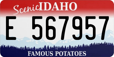 ID license plate E567957