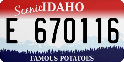 ID license plate E670116