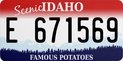ID license plate E671569