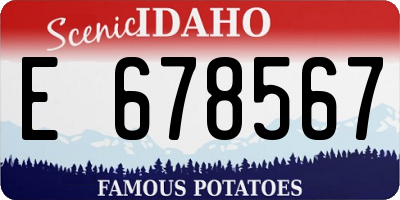 ID license plate E678567