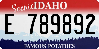 ID license plate E789892