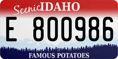 ID license plate E800986